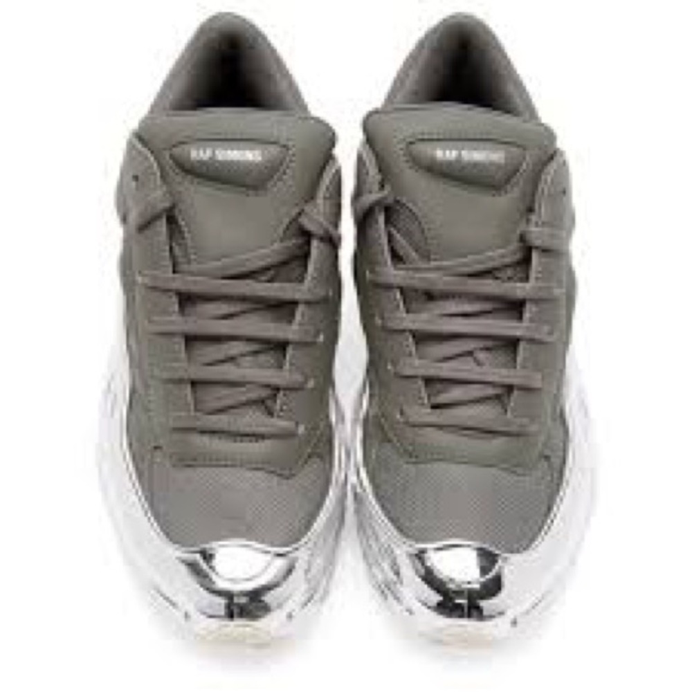 Raf Simons X Adidas Grey and Silver Mirrored Ash Sneakers with Metallic Toe